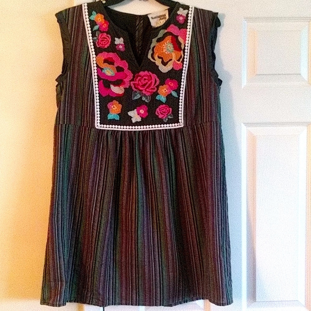 Savanna Jane Midi Dress Serape Print w Embroidery